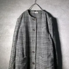 【ヴィンテージ】レトロ 総柄 ノーカラージャケット 古着 used AS39
