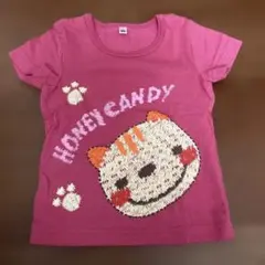 猫の顔デザイン Tシャツ 80サイズ ピンク