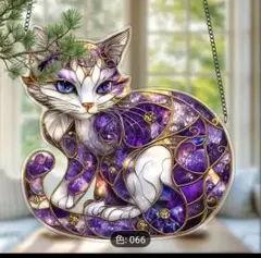 新品♡癒し飾り アクリル サンキャッチャー ステンドグラス風 インテリア 美ネコ