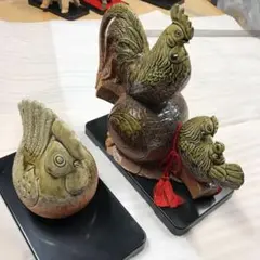 信楽焼 鳥 鶏 骨董 焼き物
