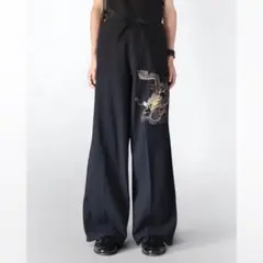 00s archive wide linen dragon pants
