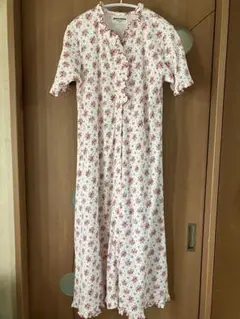 昭和レトロ　ギャルソンヌ　花柄　赤　白 ネグリジェ　M ヴィンテージ　パジャマ