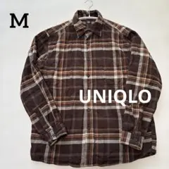 【UNIQLO】ネルシャツ　チェック　ブラウン　M 胸ポケット　定番