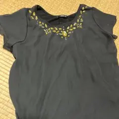 INGNI ビジュー付き黒半袖トップス