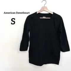 American Sweetheart ブラック 7分袖 Tシャツ 【S】春　秋
