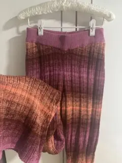 値下げ中♡リブ編みフレアパンツ ピンクオレンジ