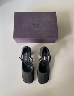 PRADA square toe strap heels