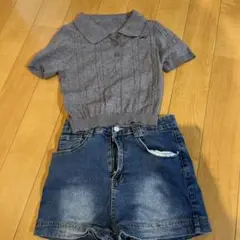 グレー ポロシャツ ショートパンツ セット