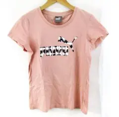 【美品】プーマ 半袖Ｔシャツ 胸ロゴT レディース Lサイズ ピンク PUMA