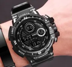 【お値下げ中☆】男女兼用 デジタル腕時計 多機能 LED ブラック