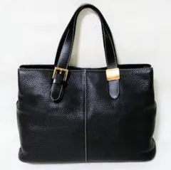 美品 BURBERRY ノバチェック オールレザー ハンドバッグ ブラック