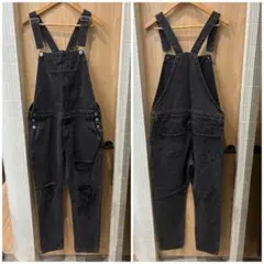 FOREVER21 フォーエバー21ブラック ダメージオーバーオール 古着屋購入