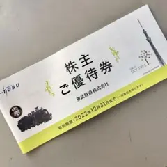 新品 東武 株主優待券2022/12/31まで