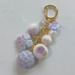 フェイク和菓子　樹脂粘土　紫陽花　レジン　プレゼント　キーホルダー　練り切り　紫