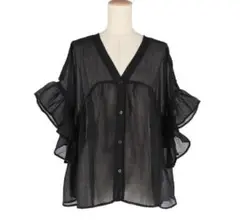 新品未開封♪ コカ　coca フリルシアーブラウス　黒　L