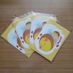 蜂のイラスト付きグリーティングカード4枚セット