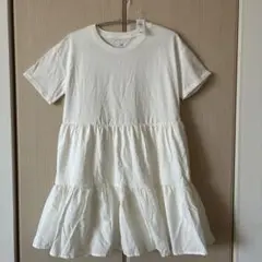 新品タグ付　gap kids ティアード　白　ワンピース 140cm