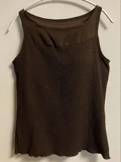 福助　タンクトップ　パット付き　焦茶 Ｌ