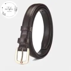 【新品未使用】レディース ベルト ダークブラウン PUレザー革フォーマル本革調