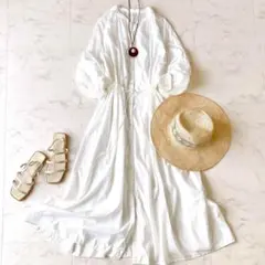2024.美品☆デミルクスビームス KHADI タッセル シャツワンピース 白