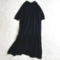美品 アデュートリステス ティアードロングワンピース 黒 コンジェペイエ リボン