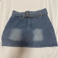 デニムブルー ミニスカート ベルト付き