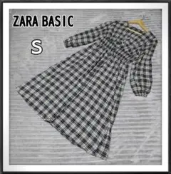 ZARA BASIC/ザラベーシック シャツワンピース チェック柄 ロング Ｓ