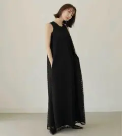 louren geometry lace dress ワンピース　ブラック