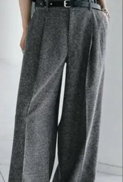 WYM BREEZE TWEED DEEP TUCK BAGGY SLACKS