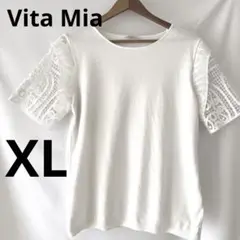 Vita Mia ホワイト レーススリーブ 半袖 XL