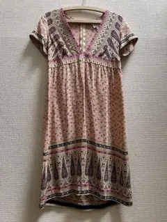 【ANNA SUI 】シルク100% USA製 花柄 ベージュ アナスイ