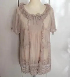 ピンクハウス♡新品・未使用♡ドットチュールレースのチュニックオーバーブラウス
