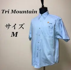 a0261【Tri Mountain】長袖シャツ　刺繍ロゴ　オフィスカジュアル