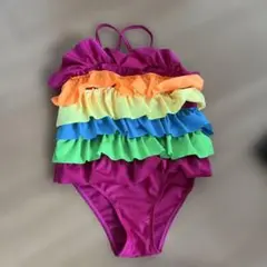 カラフルフリル女の子ワンピース水着