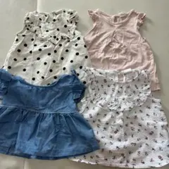 H&M ベビー服 トップス 4点セット 70 女の子　ピンク　花柄　半袖Tシャツ