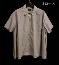 【オローネ】ウェンズディシャツ グレー×マルチストライプ◇