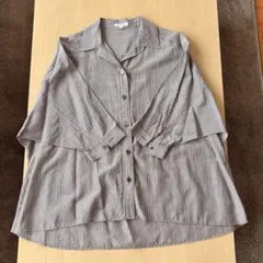 【美品】ensuite レディース ストライプ シャツ ブラウス グレー