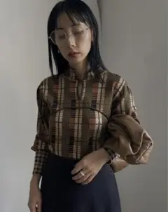 あしゅら様　AMERI SWITCHING CHECK KNIT TOP 2025年最新】switching check knit topの人気アイテム - メルカリ