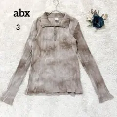 【エービーエックス】abx リブカットソー ポロシャツ タイダイ柄 ブラウン3