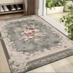 花柄　玄関マット 80cm x 120cm