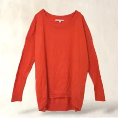 【GAP】薄手セーター　プルオーバー　オレンジ系　ドロップショルダー　S　差し色