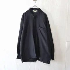 BONTON ブラック 長袖シャツ 古着 日本製 黒 ボタン M