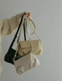 【maru×CASA FLINE】スクエアフラップショルダーバッグ アイボリー