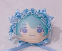 ぬい服　ぬいぐるみ　ヘッドドレス　ボンネット　ブルー　水色　リボン