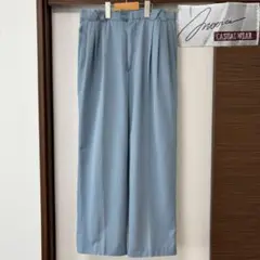 古着　スラックス　水色　デザインパンツ　ユニクロ　ジーユー　タックパンツ