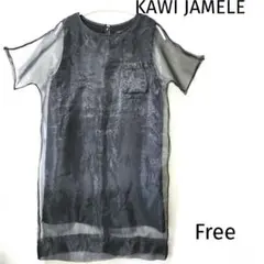 KAWI JAMELE 半袖チュニック ブラックTシャツピーティ二次会黒レース