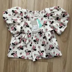 【新品未使用タグ付き】バースデイ フタフタ ミニーちゃん＆いちご柄ブラウス 95