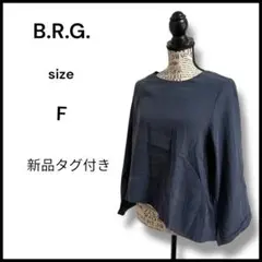 新品タグ付　BRG プリングス　長袖ブラウス ネイビー Fサイズ 上品コラボ
