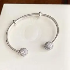 Pandora pave ball clasps open bangle