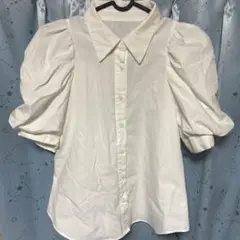 ホワイト パフスリーブ シャツ